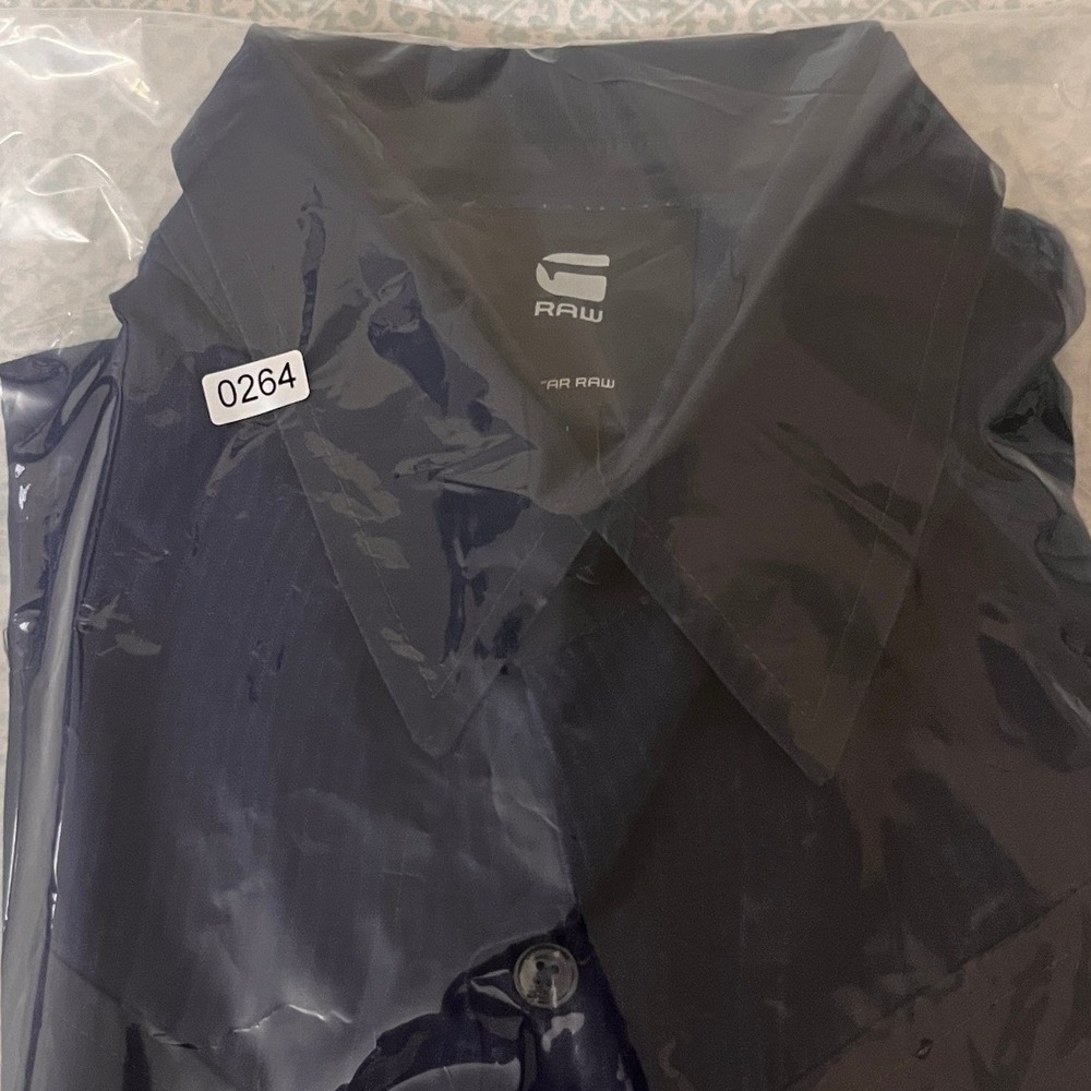G-Star RAW Mens Regular Cargo Rib Shirt Navy Blue D18063-C527-082 Size M